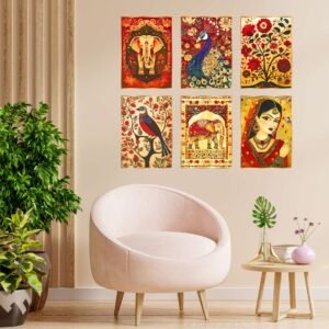 Set of Six Wall Paintings for Wall Dacoration Golden Framed Wall Paintings for Living Room & Bedroom Wall Art for Home Decoration & Office Wall Dรฉcor (13x10 inch CH-GD6-8)